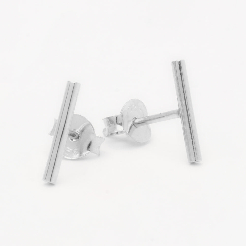 minimalistic silver bar earrings