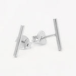 Load image into Gallery viewer, minimalistic silver bar earrings
