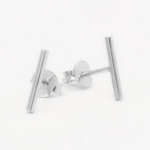minimalistic silver bar earrings