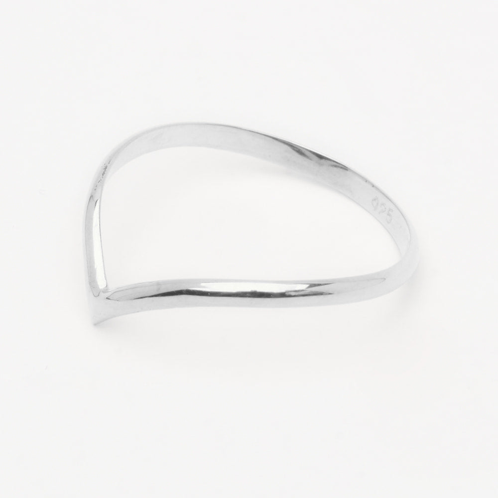 minimalistic silver chevron ring