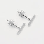 Load image into Gallery viewer, dainty silver bar earrings

