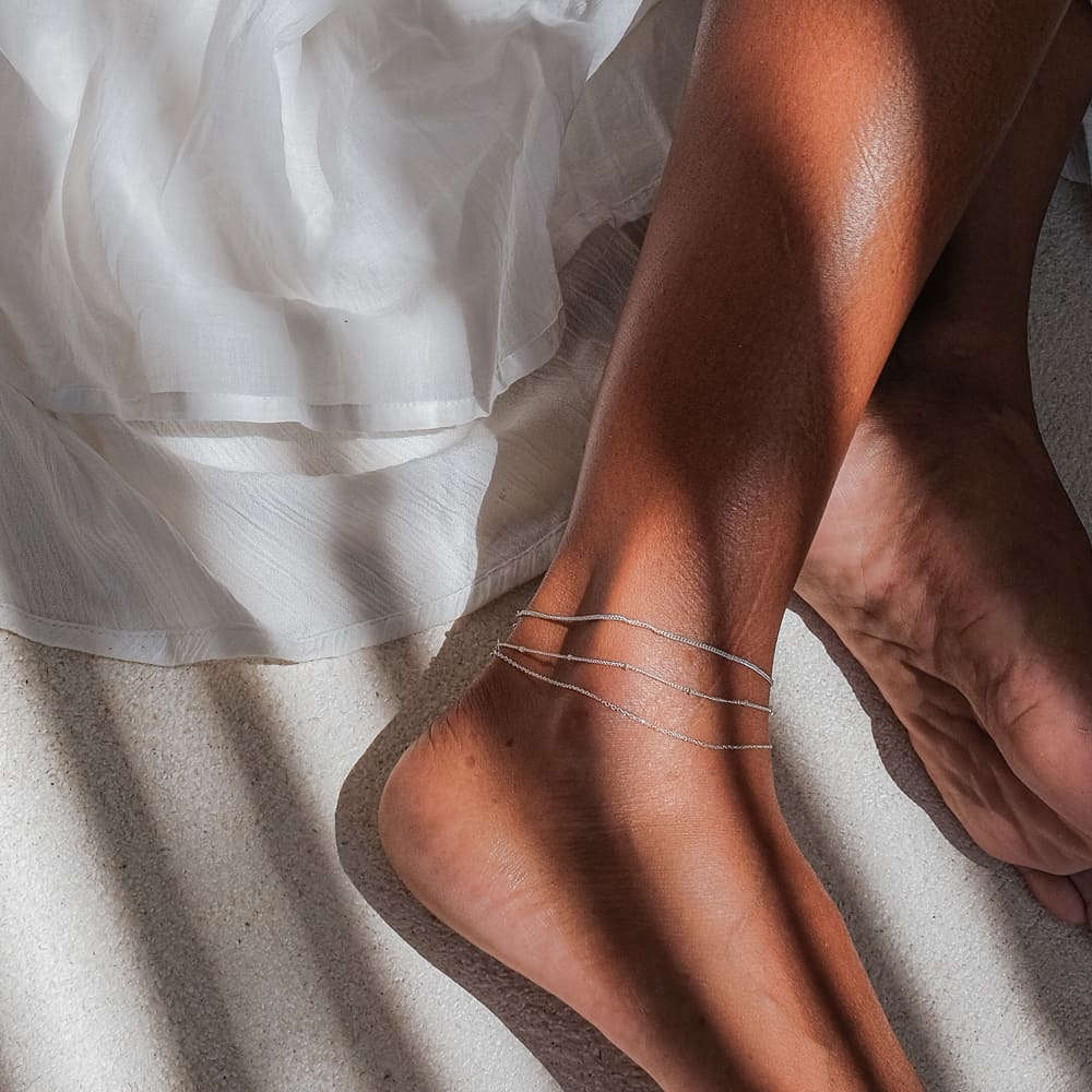 silver stackable anklets